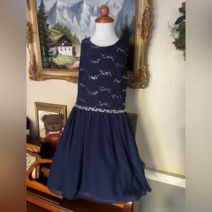 💙 Girls Speechless Navy Blue Sequin Tulle Dress Size 5